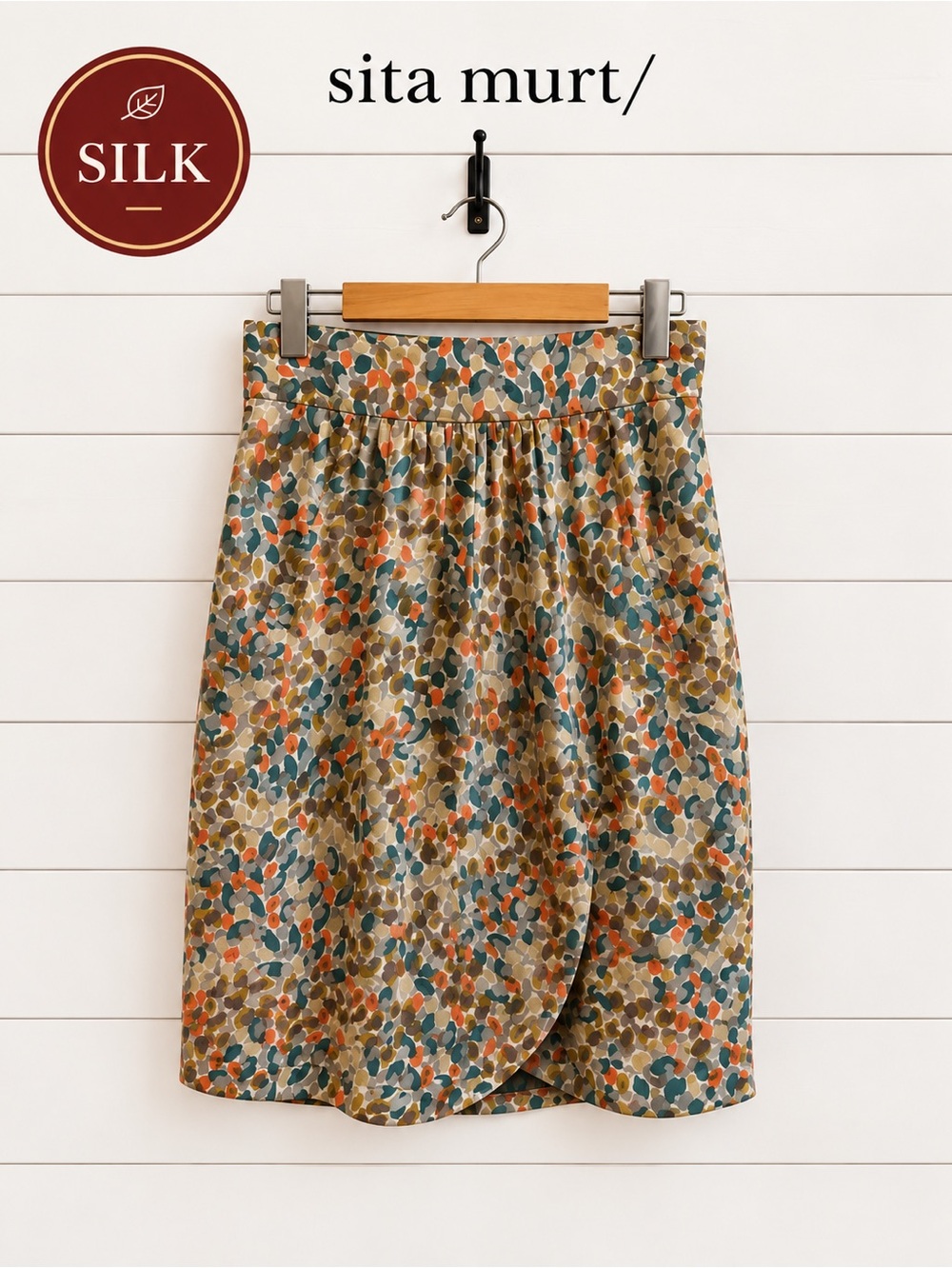 SITA MURT Silk Abstract Print Wrap Skirt Size 38